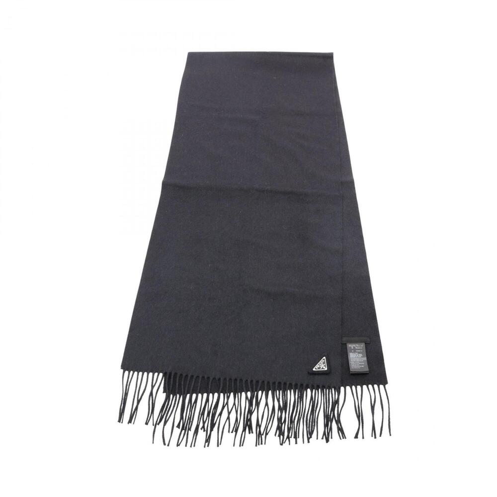 Prada Triangle Logo Scarf/Muffler, Silk/Cashmere, Women's, Black